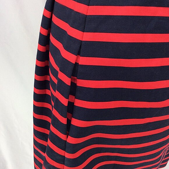 Gap Fit & Flare Dress Womens Size 2 Red Navy Blue Striped Short Sleeve V-Neck - Picture 8 of 10